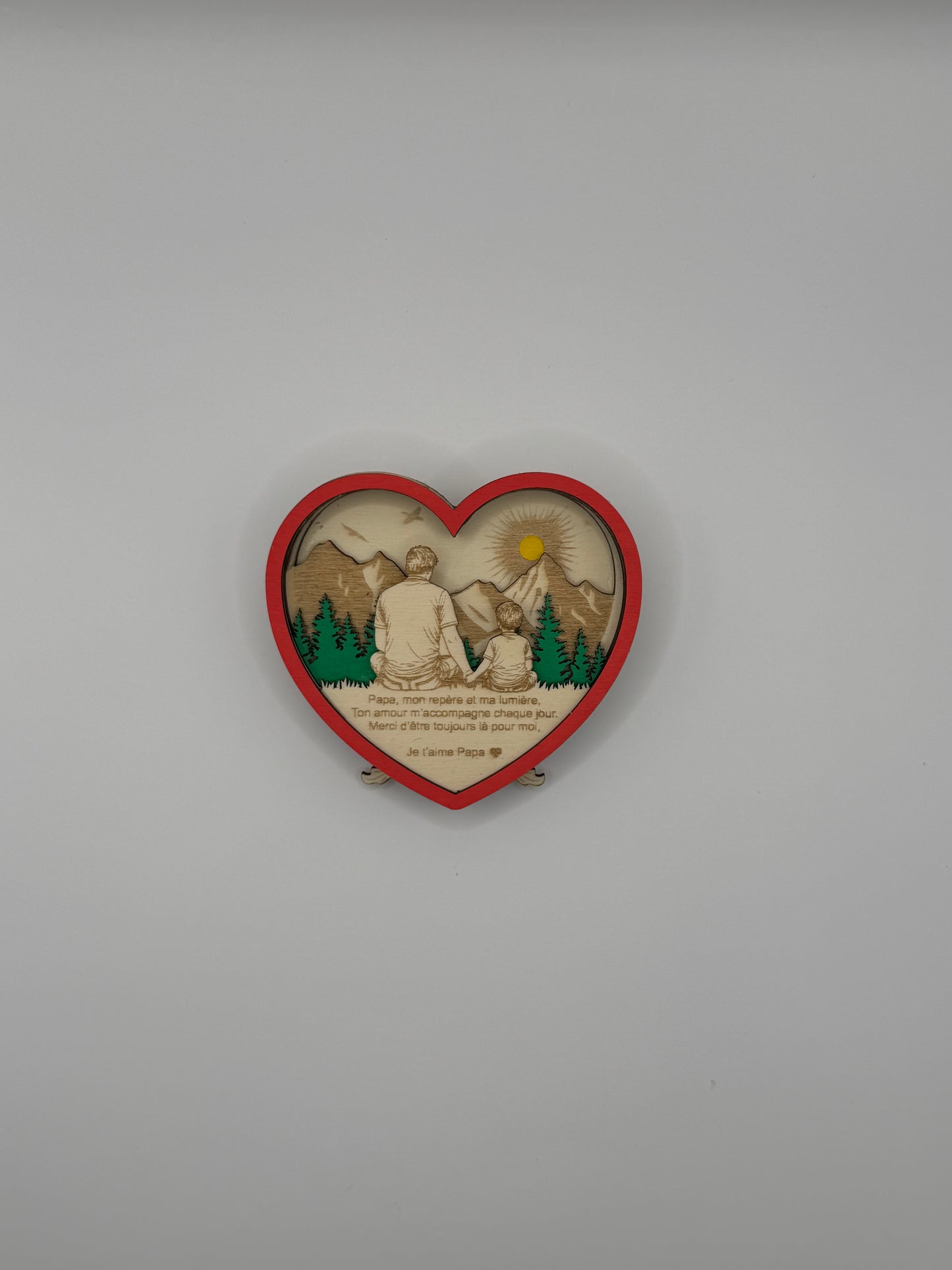 Cœur en bois gravé « Je t’aime Papa »