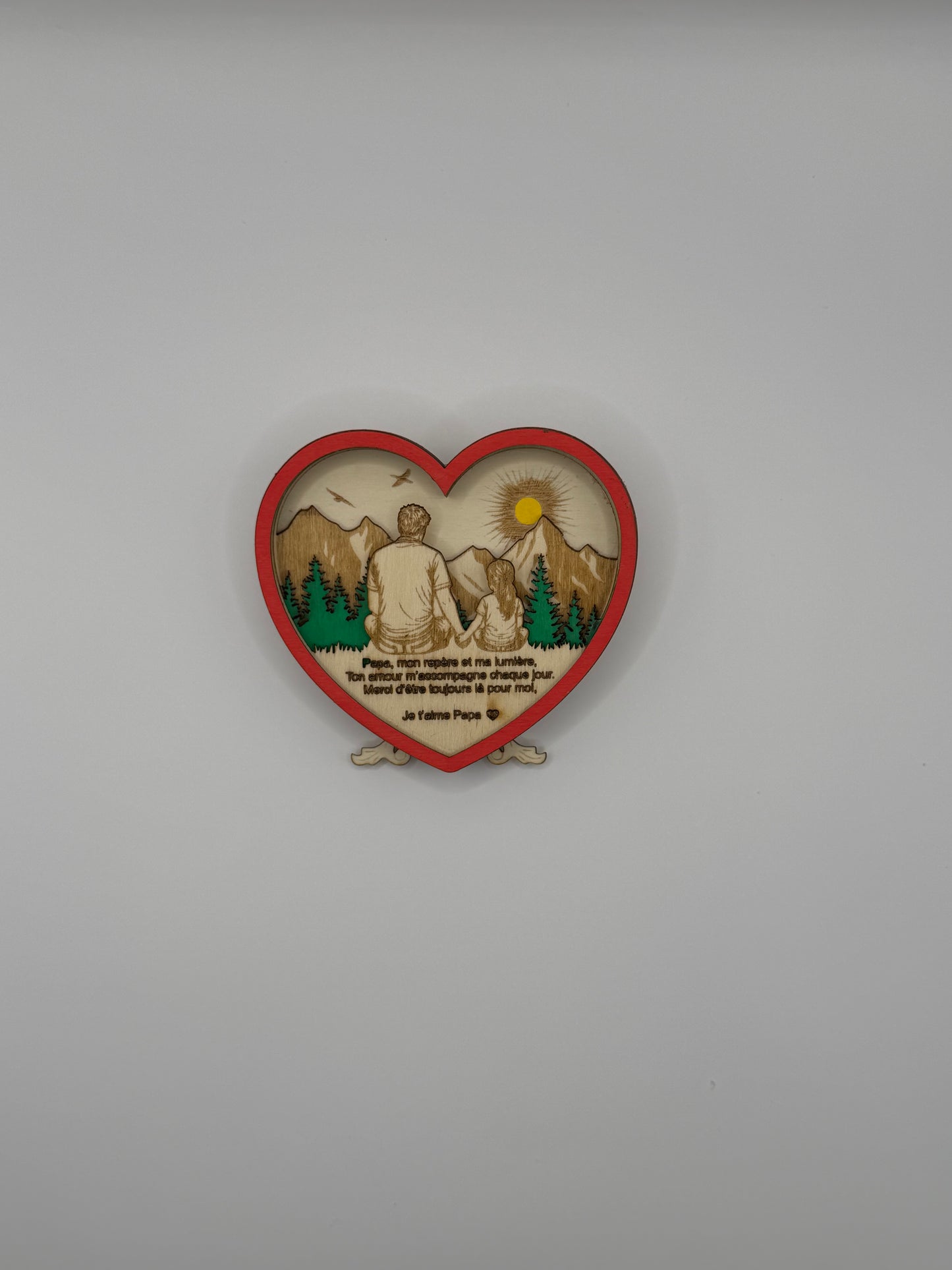 Cœur en bois gravé « Je t’aime Papa »