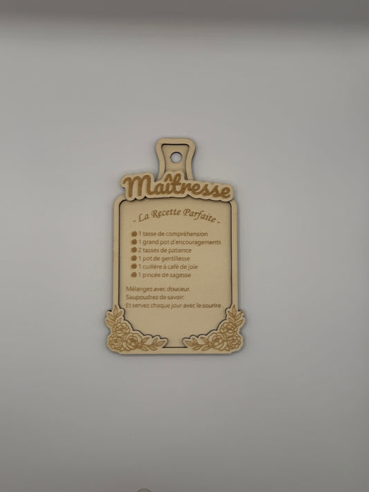Plaque décorative « La Recette Parfaite de la Maîtresse »